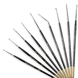 Juego de Brochas de 9 Piezas, Brochas de Primera Calidad para Detalles Finos, Brochas de Punta Súper Fina para Pintura Acrílica, Acuarela, Pintura al Oleo, Cara, Uñas, Modelado, Detalles y Más