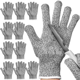 Chuarry 10 Pairs Cut Resistant Gloves Cutting Proof Gloves Level 5 Protection Kitchen Cuts Glove for Shucking Fish(Large,Gray)