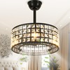 DWVO 18" Crystal Caged Ceiling Fans with Lights, Enclosed Modern