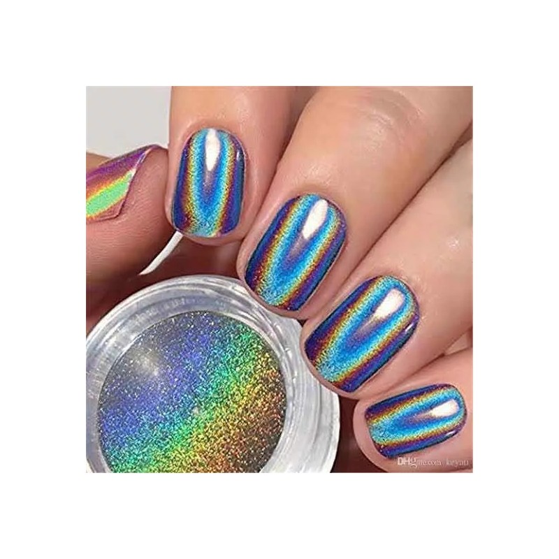 Nova Beauty Polvo Efecto Unicornio Holografico Para Uñas X 6