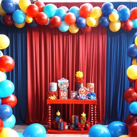 40×12 ft Wrinkle Free Red Backdrop Curtain, Soft Silky Easy to Drape Red Wedding Drapes for Backdrop, 8 Panels 5×12ft Photo Backdrop Curtains for Parties Baby Shower Photography Background Cloth