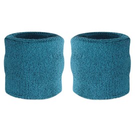 Suddora Wrist Sweatbands, Absorbent and Breathable Thick Cotton Bands for Working Out, Gymnastics, Basketball, Tennis, and Football, Multiuse Wristbands for Costumes and Cosplay (Pair) (Teal)