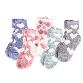 Evankin Fuzzy Socks for Women Heart Soft Plush Valentines Day Gifts for Her Cozy Socks Bulk 5 Pairs