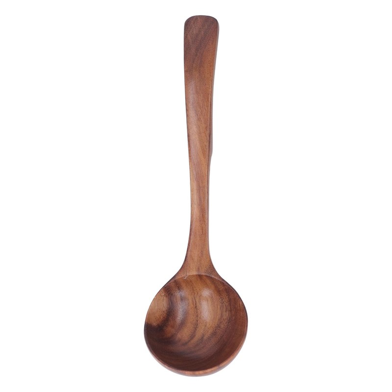 Solid Wood Wooden Spoon - Soup Ladle with Elegant Design