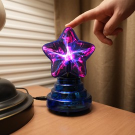 PUXTIW Plasma Star,Plasma Ball Lamp，Plasma Globe ，Flashmen Science Toy，Fancy Club Decor and Science Education Gifts，Plasma Ball Sensor Lighting Globe with Music,Voice and Touch Response