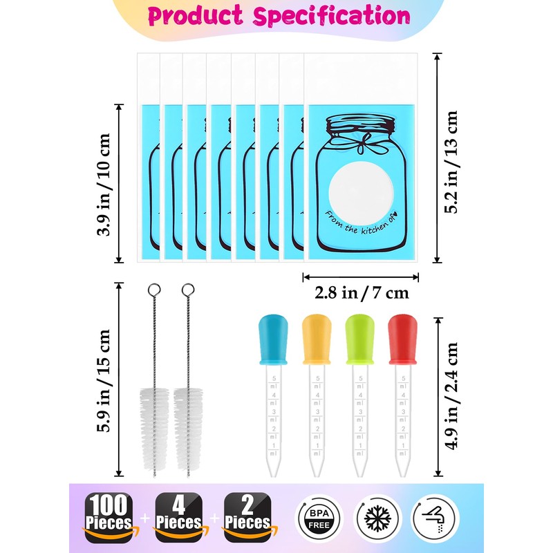 117 Pcs Gummy Bear Mold Silicone,with Candy Recipes、Droppers and Wrappers