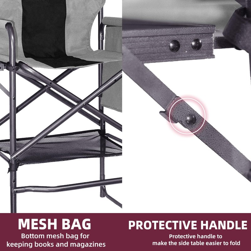 Foristrail 30" Tall Directors Chair with Side Table, 400LBS Bar