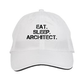 Makoroni - EAT Sleep EAT Sleep Architect Hat Adjustable Cap, DesR92 White