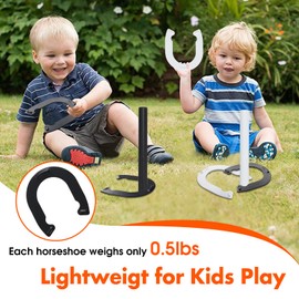 Horseshoes Outside Game for Children, Steel Horse Shoes Game Kit Outdoor Games for Kids Teens Family Portable for Backyard Yard Lawn Camping Beach Party