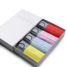 NUDUS Men’s Underwear – 4-Pack Boxer Briefs – Luxury Cotton Underwear – Soft & Lightweight with Silk Waistband – Yellow, Blue, Pink, Red– Choose Your Size