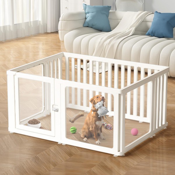 Dog Fence Pet Playpen, Clear Dog Playpen, Easy to Install