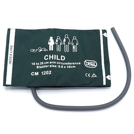 Manguito NIBP universal para niños pediátricos, 18-26 cm, tubo único, reutilizable, nailon, color verde oscuro, manguito de presión arterial de repuesto, sin conector