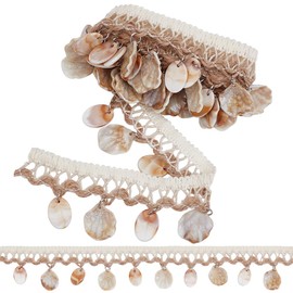 PH PandaHall 3 Yards Shell Fringe Trim Braid Lace Trim 1.46 inch Wide Shell Lace Border Ethnic Craft Ribbon Sewing Fabric Trim Boho Lace Trimming for Costume Lampshade Garment Curtain Dress Decor