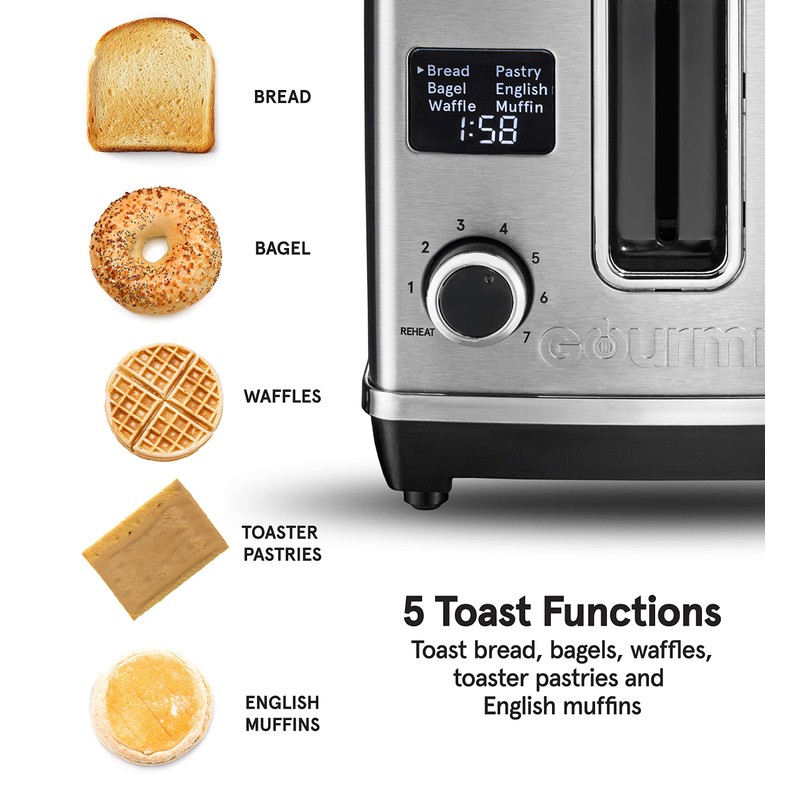 Gourmia GDT2650 Digital Multi-Function Stainless Steel Toaster