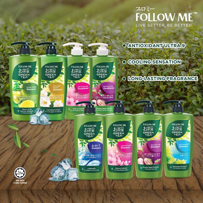 Follow Me Green Tea Shampoo 650ml (6-in-1)