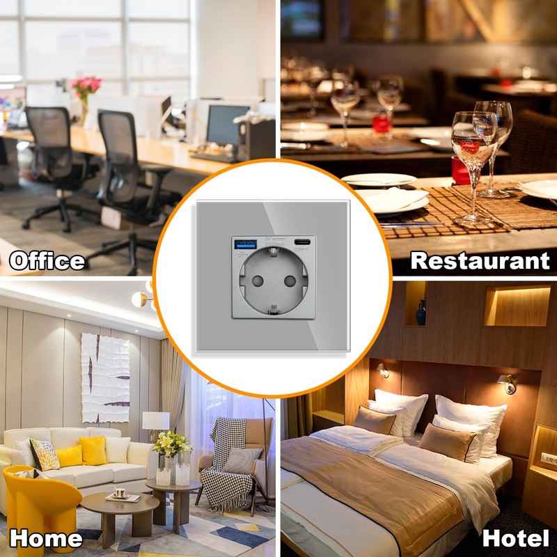 JIMEIDA Single Socket with USB 20 W Fast Charging Grey,