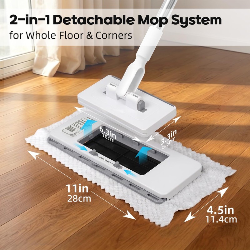 SOPAMI 2-in-1 Snap Grip Mini Mop Use Any Cloth,Cloth Changing,