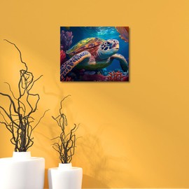 Paint by Numbers for Adults and Kids Underwater Wild Turtle Ocean DIY Paint by Number Oil Paintings Arts and Crafts Paint by Numbers Kits Acrylic Painting 16 x 20 Inch