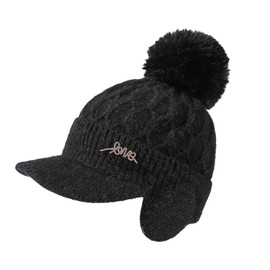 LY4U Winter Ladies Baseball Hat, Beanie Hats for Women, Fashion Thermal Hat for Cold Weather, Ideal Hat, Black