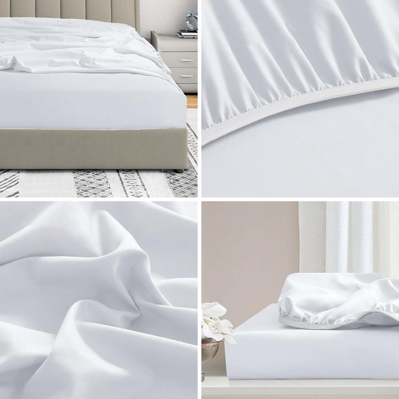 CONCEPT HOME Fitted Sheet King, White - Pocket/Box Size10 inch