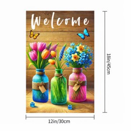 BlissYard Spring Garden Flag 12x18 Inch Double Sided Gypsophila Welcome Small Flags For Outside Outdoor Decor Farmhouse Holiday Spring Summer Seasonal Decorations Yard Flags