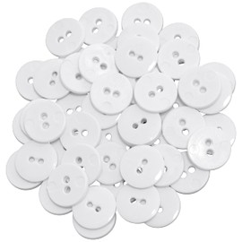 AERZETIX - C65530-50 pieces sewing buttons - round diameter 15 x 2.2 mm with 2 holes L24 24L made of plastic - diameter of opening 2 mm - haberdashery sewing clothing decoration colour: white
