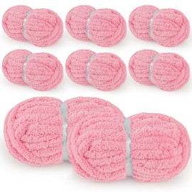 YUBAMIN 8 Packs Jumbo Chenille Chunky Yarn, 2045g (72oz) 245 Yards (224m) for Crocheting & Knitting, Handcrafts & Blanket Yarn (Pink, 8 Pack)