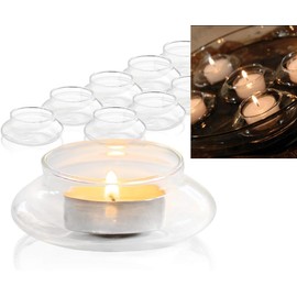 Laugh Cat Creative Romantic Floating Tealight Candle Holder Set of 12 Clear Hard Borosilicate Glass Wedding Dinner Centerpiece Decoration