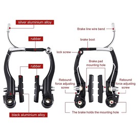 Ziiyoilh Complete Bicycle Mountain Bike Set,V Brake + Outer Cables + Lever + Front&Rear Brake Cable Bike Brake Accessories