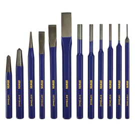 IRWIN - Juego de cinceles, cinceles y perforadores, paquete de 12 con varios tamaños, templado para mayor durabilidad, ideal para carpintería (IRHT82529)