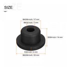 sourcing map Pack of 4 Rubber Grommet Holder Diameter 45/64 Inch (17 mm) Round T-Type for Cable Organising and Protecting