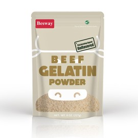 Besway Beef Gelatin Powder Unflavored 8 oz, Culinary Gelatin for Gummies, Marshmallows, Desserts and more, No-GMO, Halal, Keto, Product of China
