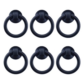 MY MIRONEY 6 Pack Vintage Cabinet Handles, Black Ring Drawer Pulls, Zinc Alloy Hardware Knobs with Screws for Kitchen, Dresser, Cabinet