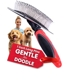 Dog Slicker Brush - Protective Ball Tipped Pins Massages Pet Skin - Professional Groomer Slicker Brush for Long Haired Dog and Cat