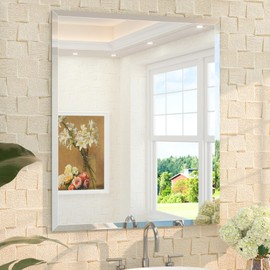 TETOTE 30" x 36" Rectangle Mirror with Frameless Tempered Beveled Edge for Vanity and Bathroom
