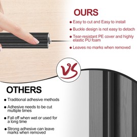 Kerf Door Weather Stripping 19.7 Ft V-Shaped Door Seal Strip for Large Gap Door Frame Front Door Extra Thick Sealers Replacement Exterior Entry Door Jamb Gasket Easy Installation Cut to Size - Black