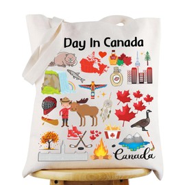 G2TUP Canada Travel Canvas Tote Bag Canada Shoulder Bag For Traveler A Day In Canada Trip Souvenir Gift (Day In Canada Tote)