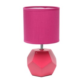 Simple Designs LT2065-PNK Round Prism Mini Matching Fabric Shade Table Lamp, Pink