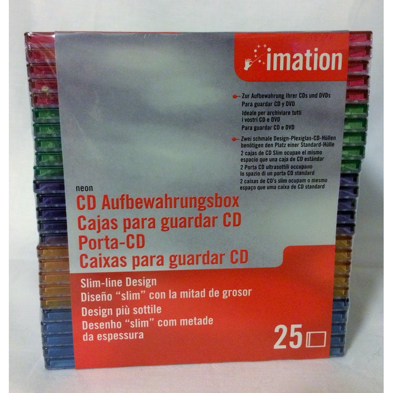 Imation 536276 Slim Design Neon Jewel Case (25-Pack)