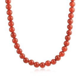 Plain Simple Smooth Western Jewelry Classic Red Carnelian Round 10MM Bead Strand Choker Necklace for Women Teen Silver Plated Clasp 15 Inch