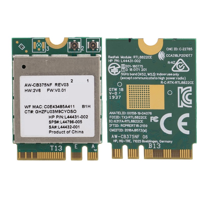WiFi Module, 802.11a / B/G/N/AC RTL8822CE 2.4 5.0GHz BT 5.0