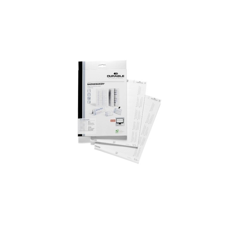 Durable 142302 Badgemaker, Printable Name Badge Insert Sheets, 30 x