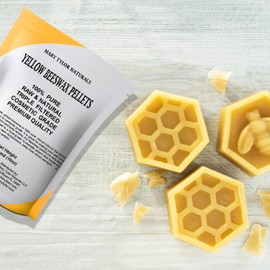 Yellow Beeswax Pellets 1lb, by Mary Tylor Naturals, Premium Quality, Cosmetic Grade, Triple Filtered Bees Wax Pastilles, for DIY Lip Balm Recipes, Body Creams, Lotions, Deodorants, Candles