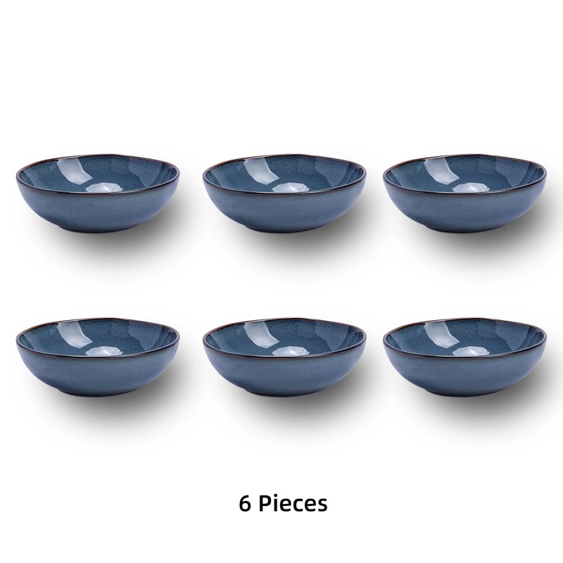 Organic 8in Serving Bowl Stoneware Ceramic Durable Blue Pasta Bowl