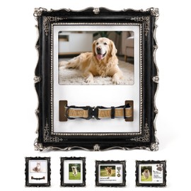 AELS Pet Memorial Picture Frame, Vintage Picture Frame with Photo Slot, Remembrance Gifts for Dog & Cat, Pet Loss Sign, Pet Memorial Collar Frame, Tabletop Wall Hanging, 5x7 Photo Insert, Black Silver