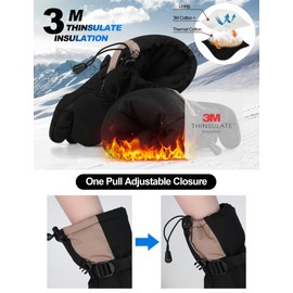 KUTOOK Winter Gloves, Thermal Gloves, Ski Gloves, Men and Women, Windproof, Warm Thermal Winter Sports Gloves, Waterproof, Non-Slip, Touchscreen for Skiing, Snowboarding, Ice Skating, Hiking, Brown, L