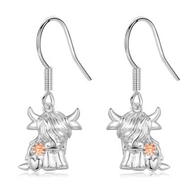 Nupdot Highland Cow Gifts Earrings for Women Girls, Cute Hypoallergenic Highland Cow Dangle Jewelry Presents for Birthday Christmas