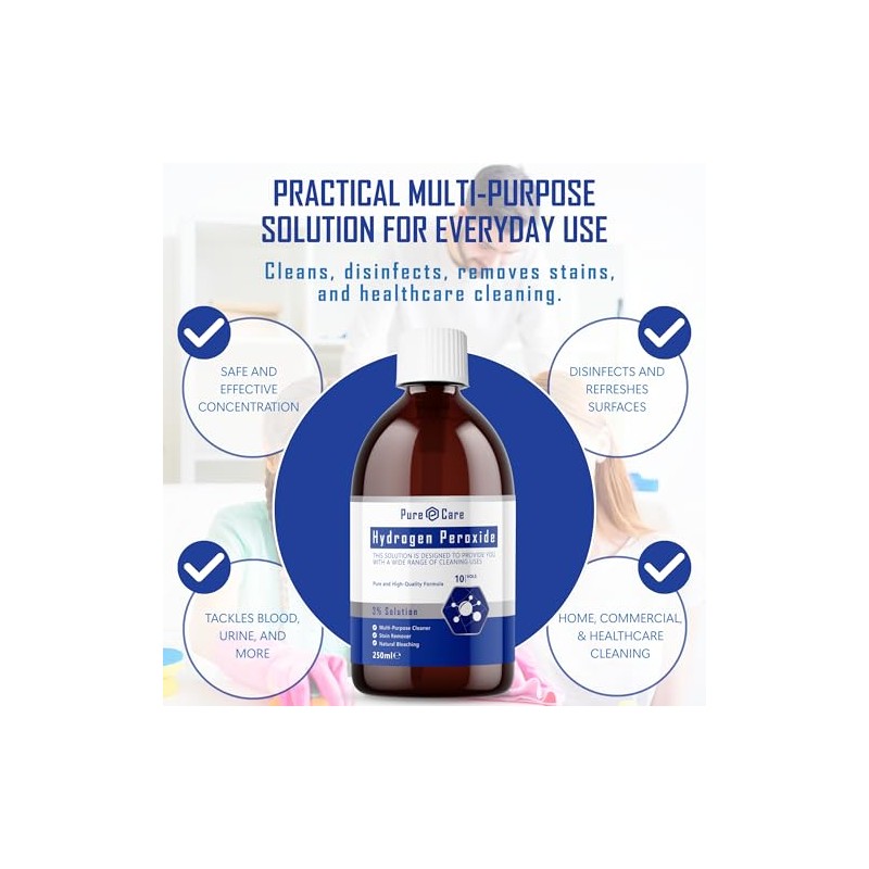 PureCare - Hydrogen Peroxide 3% - 250ml, 10 Vols, Clear