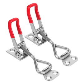 2 Pcs Toggle Latch Clamp 4001, 304 Stainless Steel Adjustable Silver Toggle Hasp Latches Quick Release Heavy Duty 330Lbs Holding Capacity for Smoker Lid Jig Freezer Door Cooler Box Trunk Draw Chest