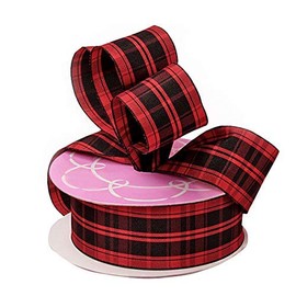 Red Black Buffalo Plaid Christmas Wired Ribbon - 1 1/2" x 25 Yards, Christmas, Wreath, Gift, Tree Decoration, Garland, Farmhouse, Rustic, Traditional, Tartan